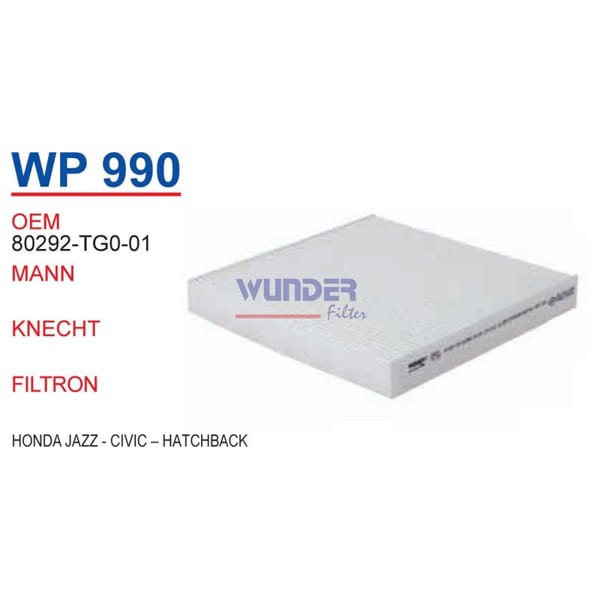 WUNDER WP990 Polen Filtresi Honda Jazz- Civic Hatchback