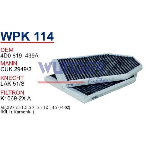 WUNDER WPK114 Polen Filtresi Audi A8 İkili (Karbonlu) 