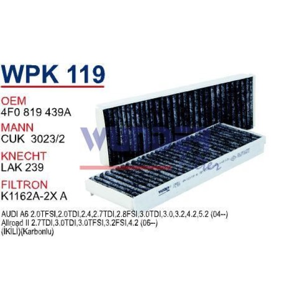 WUNDER WPK119 Polen Filtresi Audi A6 İkili (Karbonlu) 