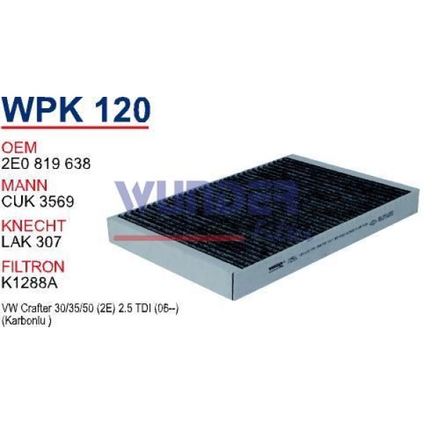 WUNDER WPK120 Polen Filtresi Crafter 06- / Sprinter 06- Karbonlu Cuk3569