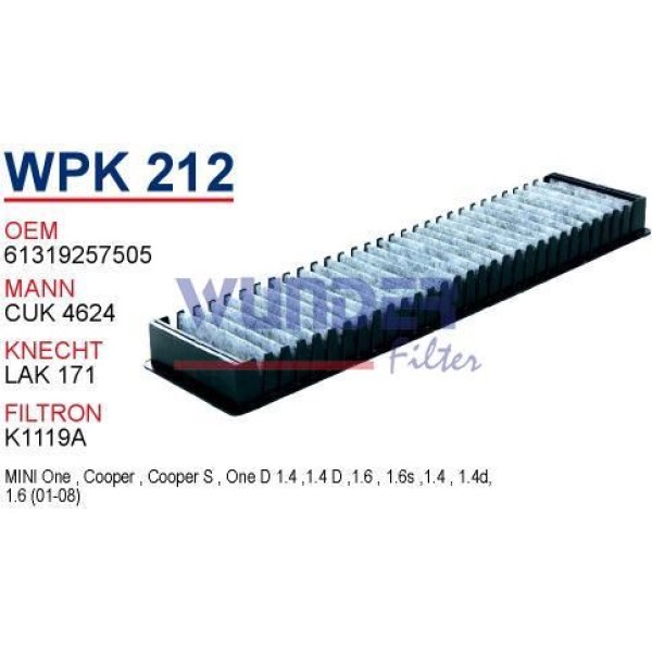 WUNDER WPK212 Polen Filtresi Mini Cooper - Mini One (Karbonlu)