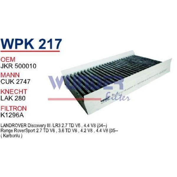 WUNDER WPK217 Polen Filtresi Discovery III-Range Rover (Karbonlu) 