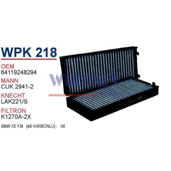 WUNDER WPK218 Polen Filtresi Bmw X5 Yeni Model (İkili Karbonlu)- X6