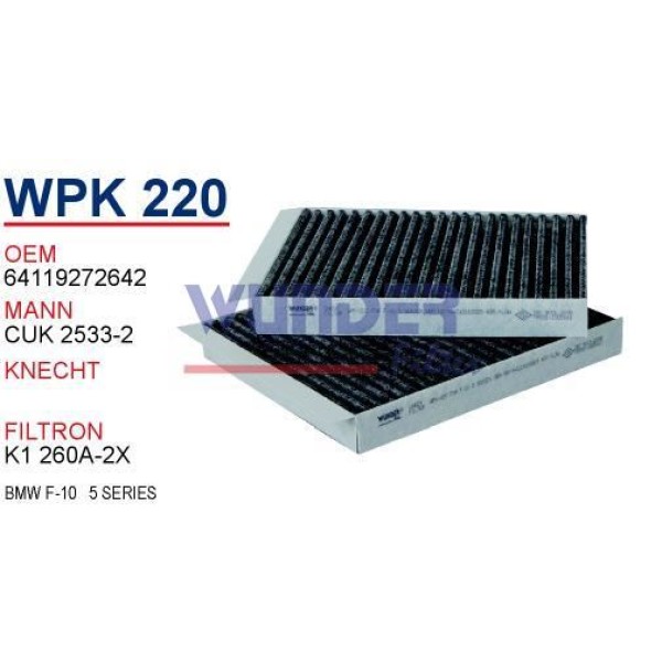 WUNDER WPK220 Polen Filtresi Karbonlu Bmw 5 Seri 09- Cuk2533-2 Fn8604