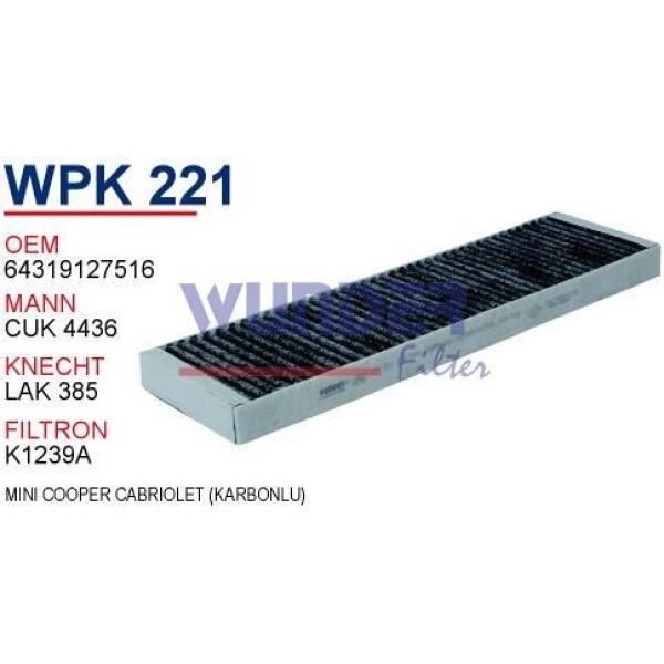 WUNDER WPK221 Polen Filtresi Mini Cooper Cabriolet 