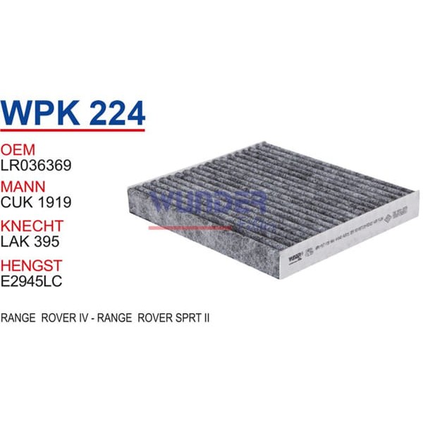 WUNDER WPK224 Polen Filtresi Range Rover Sport II 