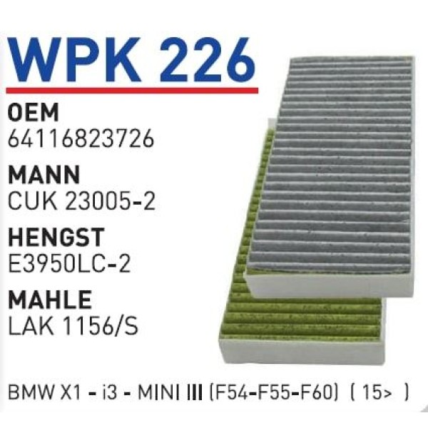 WUNDER WPK226 Polen Filtresi X1 