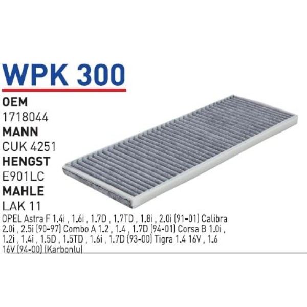 WUNDER WPK300 Polen Filtresi Opel Astra F 91-98 - Calibra - Tigra