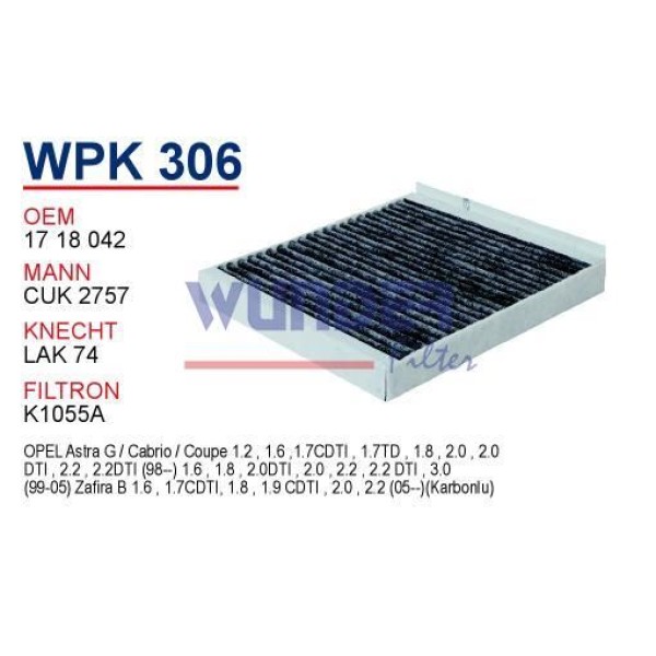 WUNDER WPK306 Polen Filtresi Opel Zafira - Astra G 