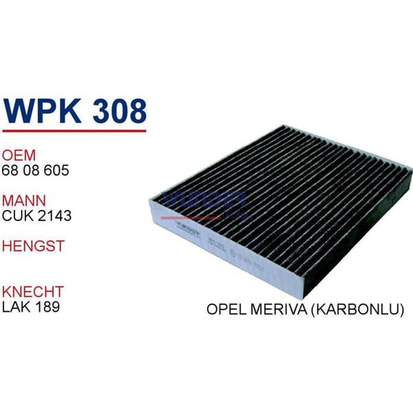 WUNDER WPK308 Polen Filtresi Opel Meriva 