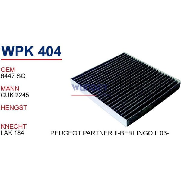 WUNDER WPK404 Polen Filtresi Citroen Xsara - C5 - Berlingo II Karbonlu 