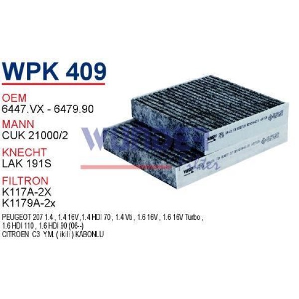 WUNDER WPK409 Polen Filtresi Citroen C 3 Yeni Model . Çiftli 