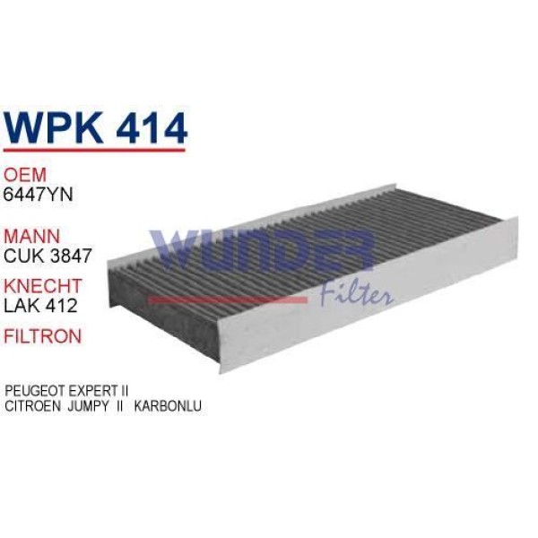 WUNDER WPK414 Polen Filtresi Citroen Jumpy II Karbonlu