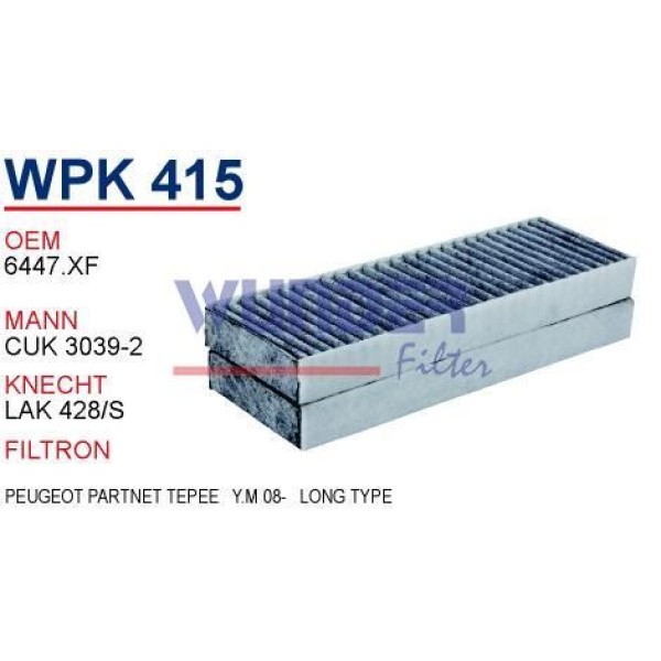 WUNDER WPK415 Polen Filtresi Peugeot Partner Tepee Yeni Model 08- Uzun Tip Olan 