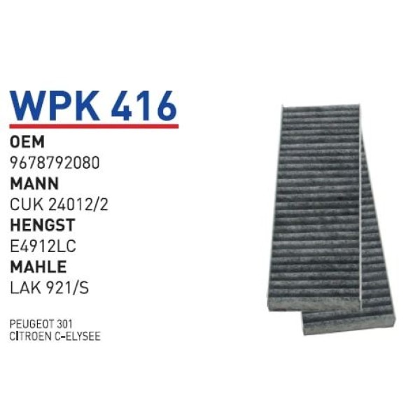 WUNDER WPK416 Polen Filtresi Peugeot 301