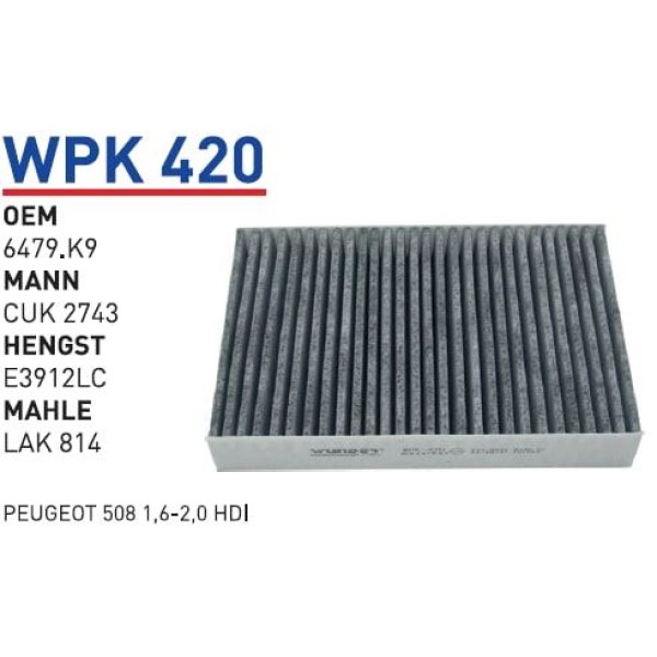 WUNDER WPK420 Polen Filtresi Peugeot 508 1,6-2,0 Hdi