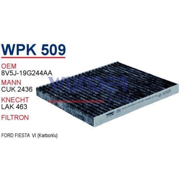 WUNDER WPK509 Polen Filtresi Ford Fiesta VI-Vıı - B-Max 1,5-1,6 TDCI