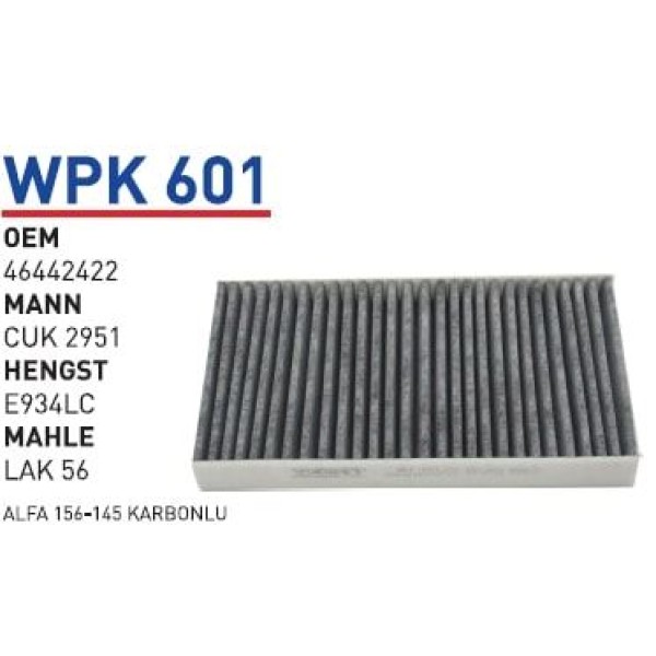 WUNDER WPK601 Polen Filtresi Alfa 156-145 