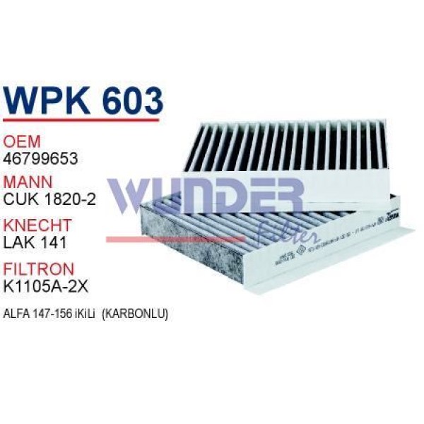 WUNDER WPK603 Polen Filtresi Alfa 147-156 İkili (Karbonlu) 