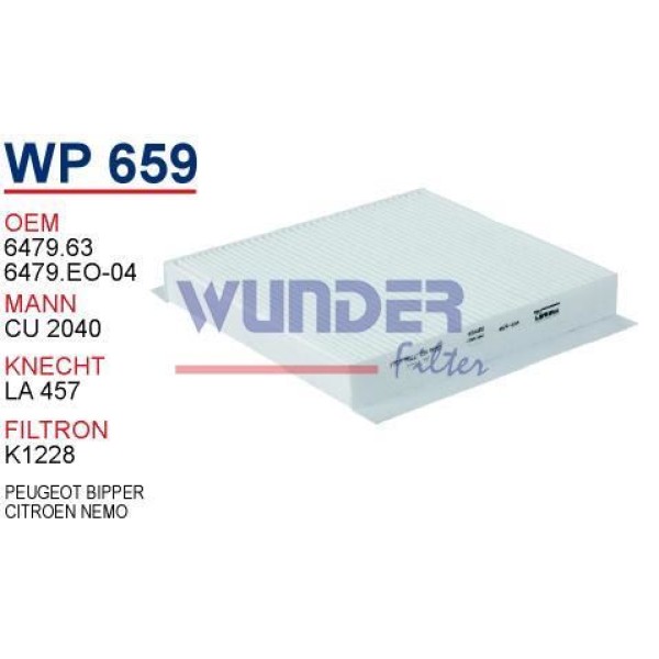 WUNDER WPK659 Polen Filtresi Fiat Linea - Fiorino