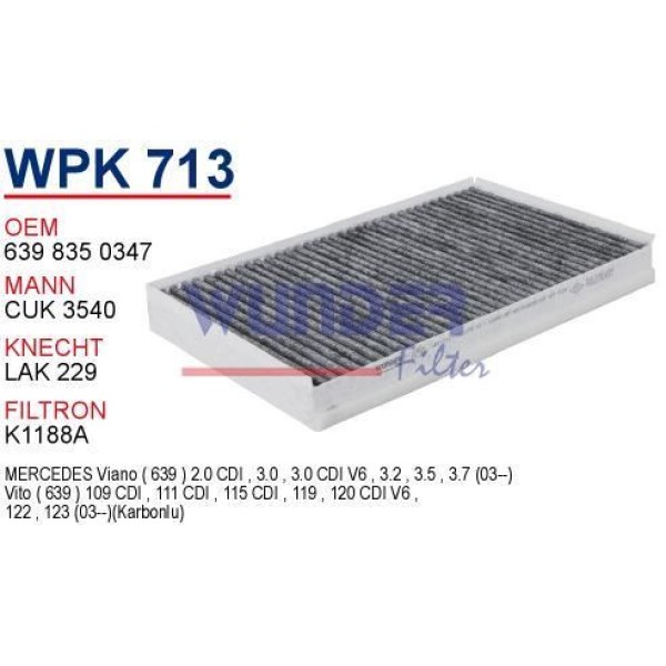WUNDER WPK713 Polen Filtresi Mercedes Vito II - Viano (Karbonlu)