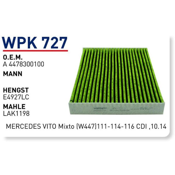 WUNDER WPK727 Polen Filtresi Mercedes Vito Mixto (W447)111-114-116 Cdı ,10.14 