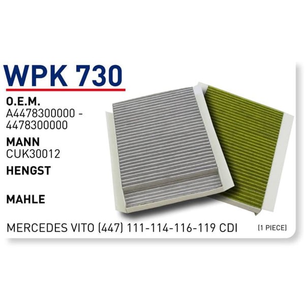 WUNDER WPK730 Polen Filtresi Mercedes Vito (447) 111-114-116-119 Cdı
