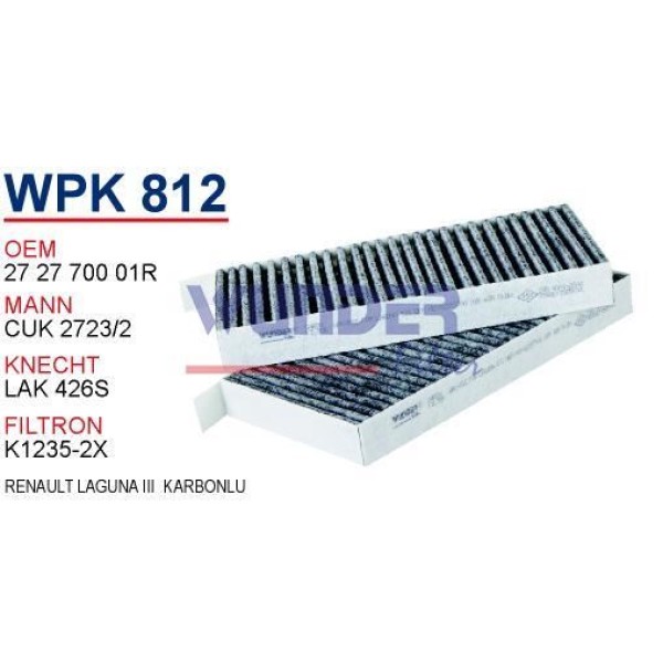 WUNDER WPK812 Polen Filtresi Renault Laguna III Polen Karbonlu