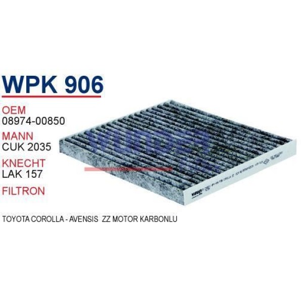 WUNDER WPK906 Polen Filtresi Toyota Corolla - Avensis Zz Motor 2002