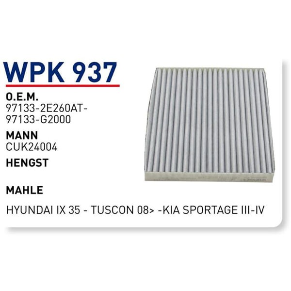 WUNDER WPK937 Polen Filtresi Hyundai İx 35 - Tucson 08- -Kıa Sportage III-Iv