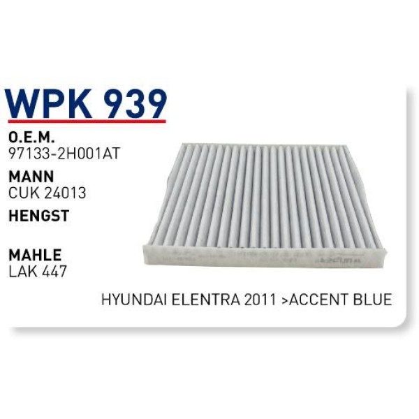 WUNDER WPK939 Polen Filtresi Hyundai Elentra 2011 -Accent Blue