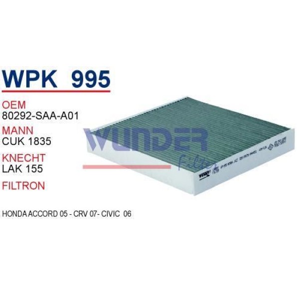 WUNDER WPK995 Polen Filtresi Honda Jazz 