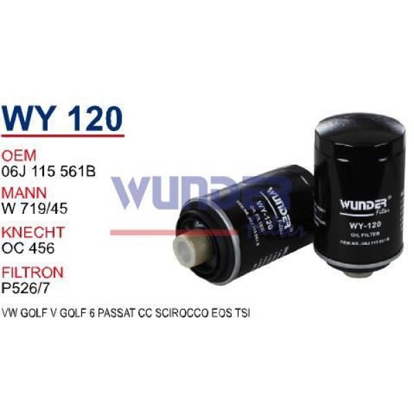 WUNDER WY120 Yağ Filtresi Golf VI Passat Cc Tiguan Transporter
