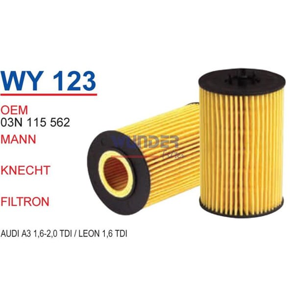 WUNDER WY123 Yağ Filtresi Golf Vıı 12-/ A3 12- Hu7020Z