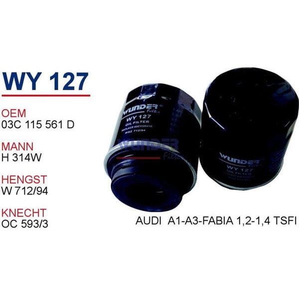 WUNDER WY127 Yağ Filtresi VW Grup Tsı W712/94 Fn1007A