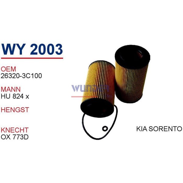 WUNDER WY2003 Yağ Filtresi Sonata 05- Grandeur 05- / Sorento 02-
