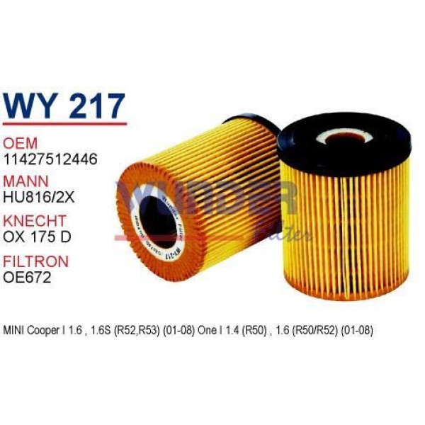 WUNDER WY217 Yağ Filtresi Mini Cooper - Cooper S 