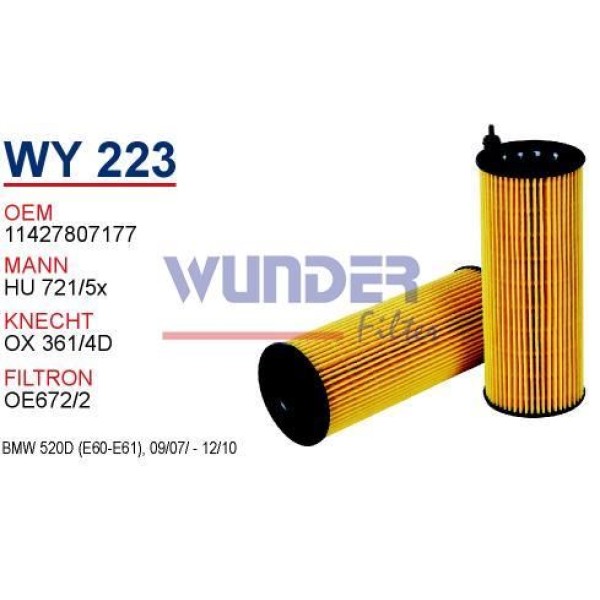 WUNDER WY223 Yağ Filtresi Bmw 1-3-5-X1-X3