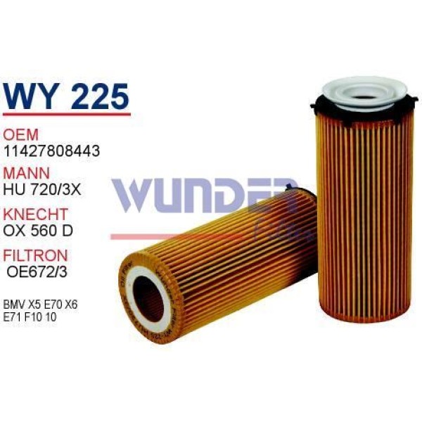 WUNDER WY225 Yağ Filtresi Bmw E90 E91 E92 F07 F10 F18 F11 F01