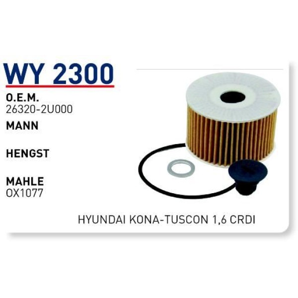 WUNDER WY2300 Yağ Filtresi Hyundai Kona-Tucson 1,6 CRDI