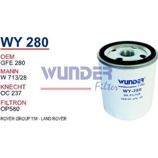 WUNDER WY280 Yağ Filtresi Discovery I Discovery II 2.0 16V- 
