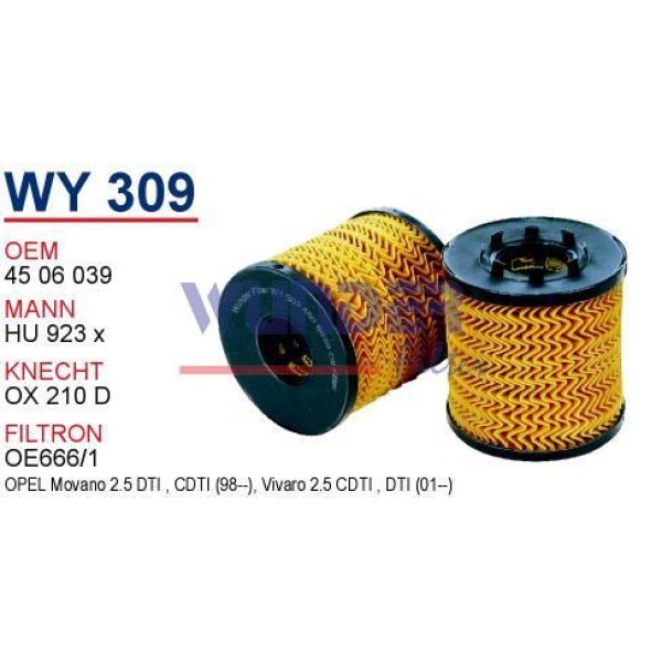 WUNDER WY309 Yağ Filtresi Trafic Master / Vivaro Movano 2.2 2.5 Dtı 