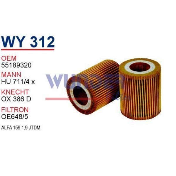 WUNDER WY312 Yağ Filtresi Grande Punto / Astra H Vectra C