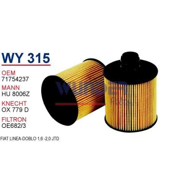 WUNDER WY315 Yağ Filtresi 500 X 14- Linea Egea Doblo 10- Fiorino 09- Freemont 11- Bravo 08- Punto Gr 