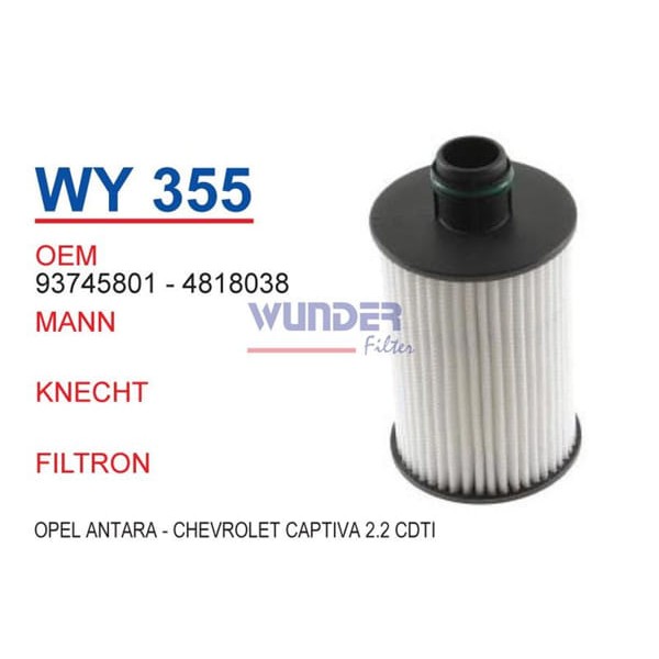 WUNDER WY355 Yağ Filtresi Antara 10- / Captiva 11- Cruze 11-