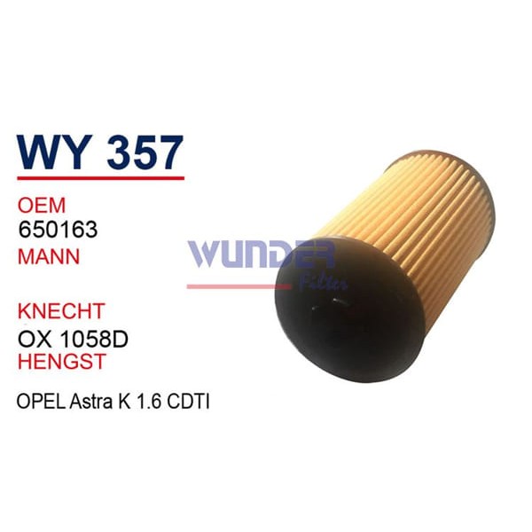 WUNDER WY357 Yağ Filtresi Astra J 13- K 15- Insignia Mokka 1.6