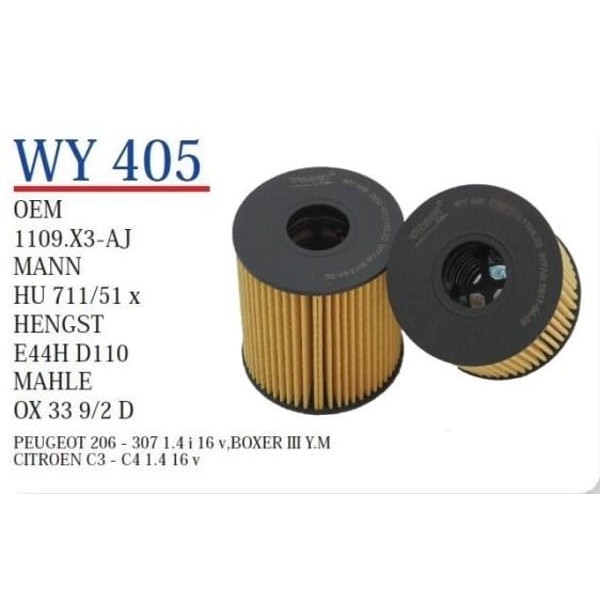 WUNDER WY405 Yağ Filtresi Fiorino 04- Ducato III / 206 207 307 04- Partner Expert Boxer III / C2 C3 