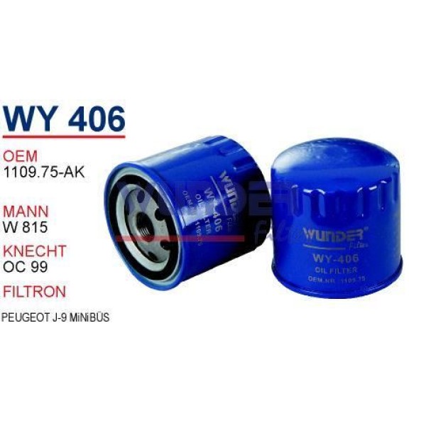 WUNDER WY406 Yağ Filtresi Peugeot J-9 Minibüs 