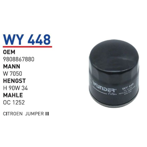 WUNDER WY448 Yağ Filtresi Citroen Jumper III 