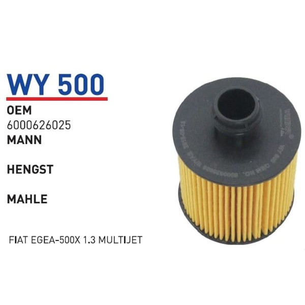 WUNDER WY500 Yağ Filtresi Fiat Egea - 500 X - Doblo 1,3 Multijet 